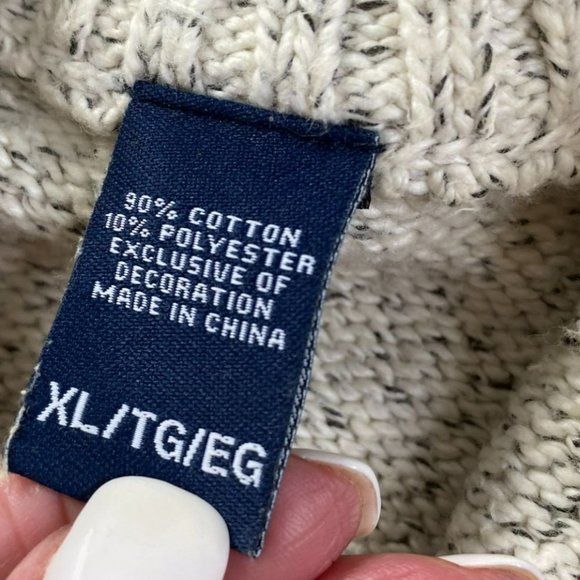 Chaps Mens Cream and Brown Tweed Knit Sweater with 1/4 Zipper Size XL/T Academia - Picture 7 of 12